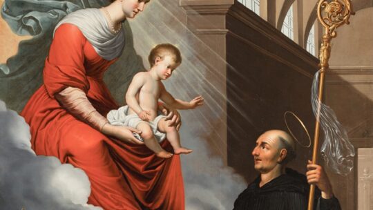 Oleo Aparición de la Virgen a San Benito